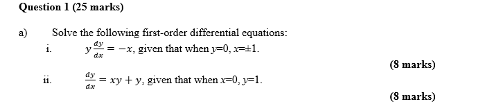 Solved Question 1 (25 marks) a) Solve the following | Chegg.com