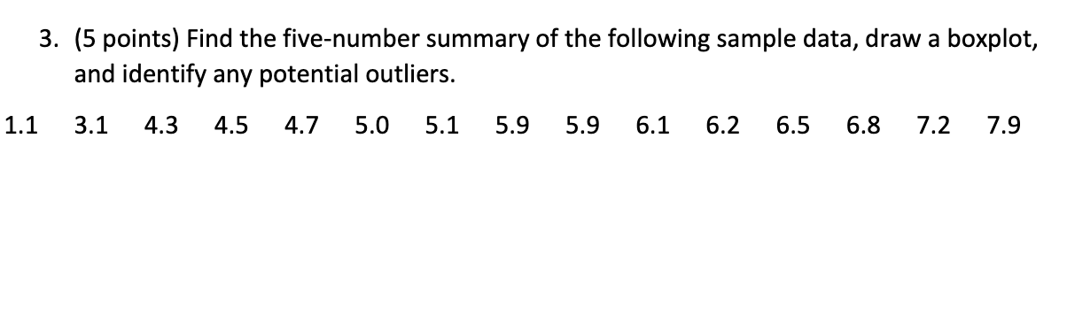 Solved 3. (5 points) Find the five-number summary of the | Chegg.com