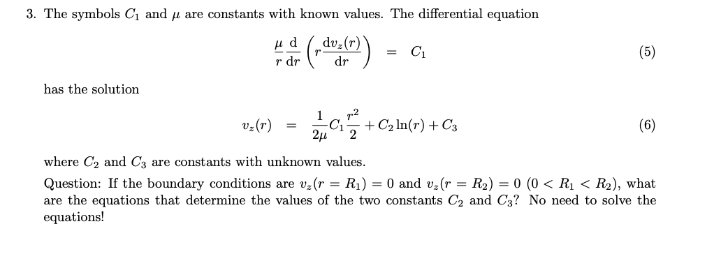 3. The symbols \( C_{1} \) and \( \mu \) are constants with known values. The differential equation
\[
\frac{\mu}{r} \frac{\m