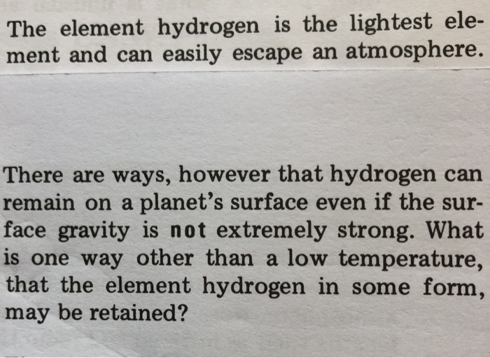 Solved The Element Hydrogen Is The Lightest Ele Ment And Chegg