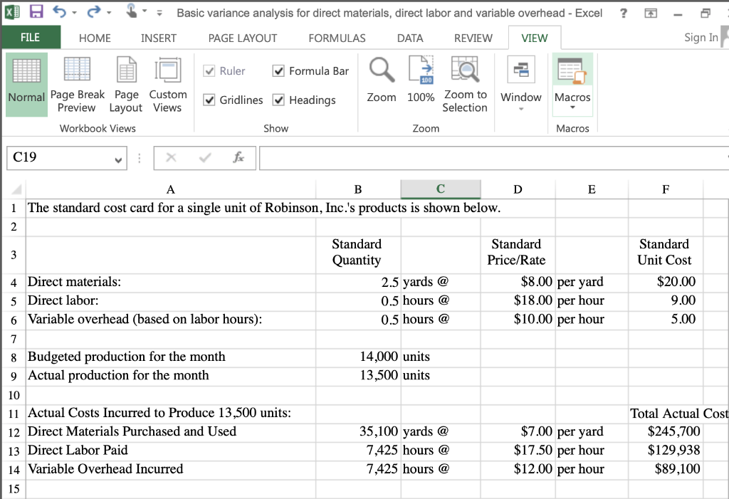 Solved Basic variance analysis for direct materials, direct | Chegg.com