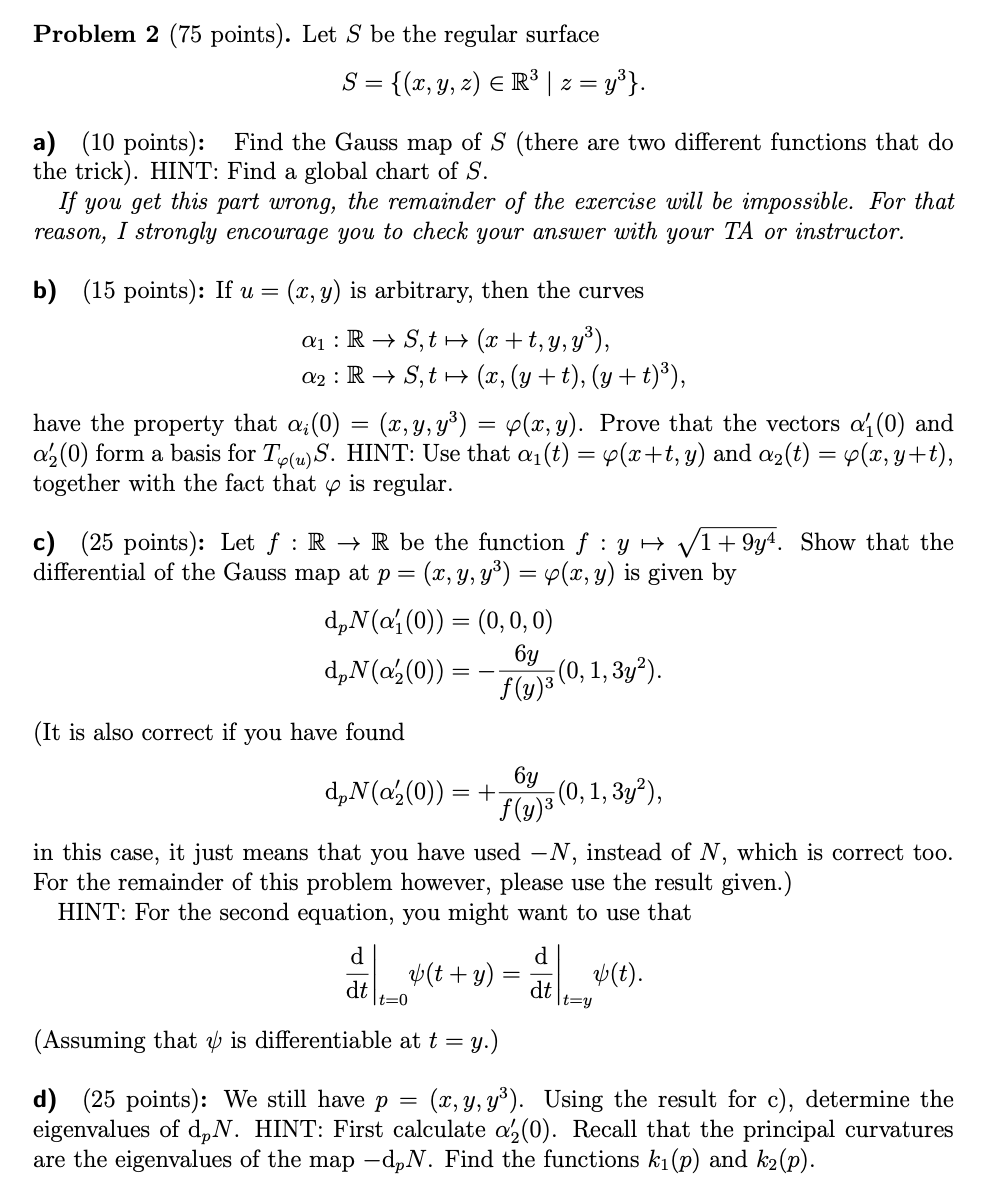 Problem 2 75 Points Let S Be The Regular Surfac Chegg Com