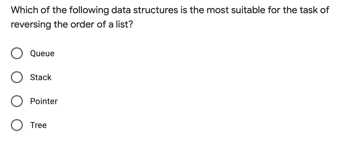 Solved Which of the following data structures is most | Chegg.com