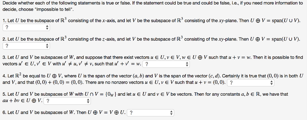 Solved Decide whether each of the following statements is | Chegg.com