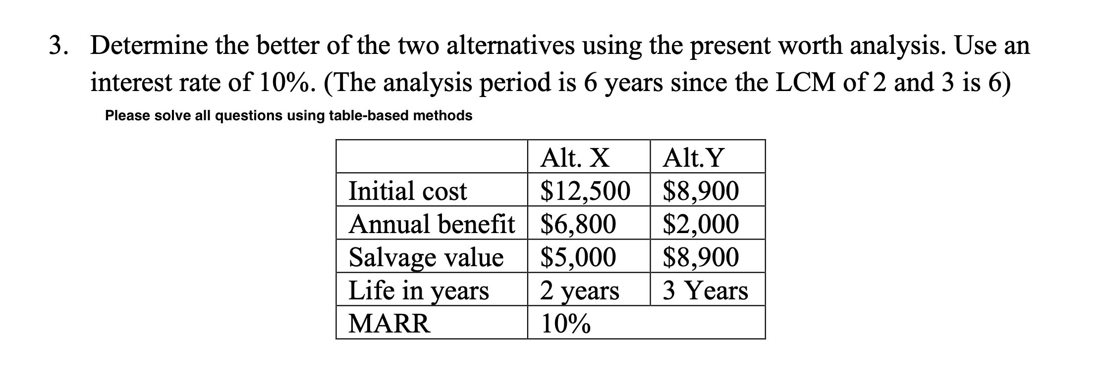 Determine the better of ﻿the two alternatives using