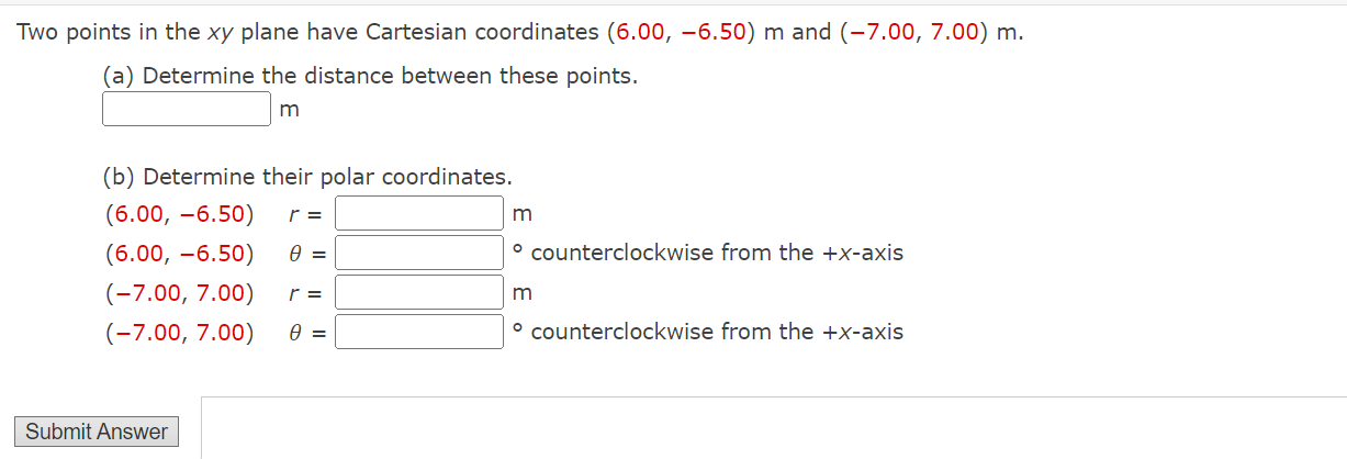 Solved Two points in the xy plane have Cartesian coordinates | Chegg.com