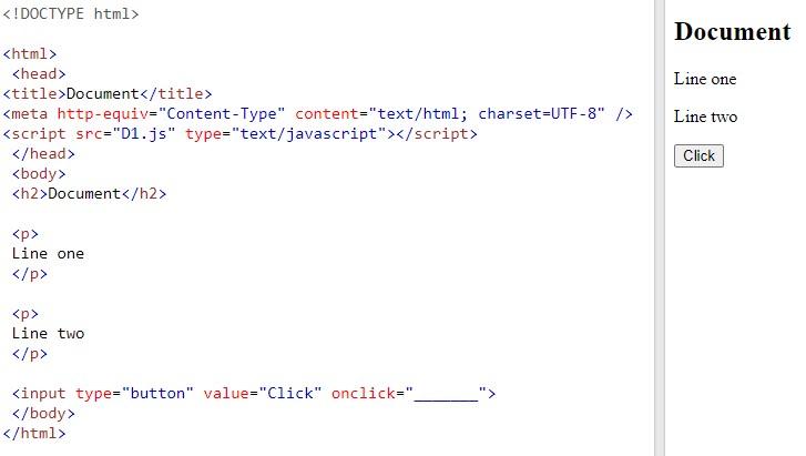 Solved D1.html file is below. When the button is | Chegg.com