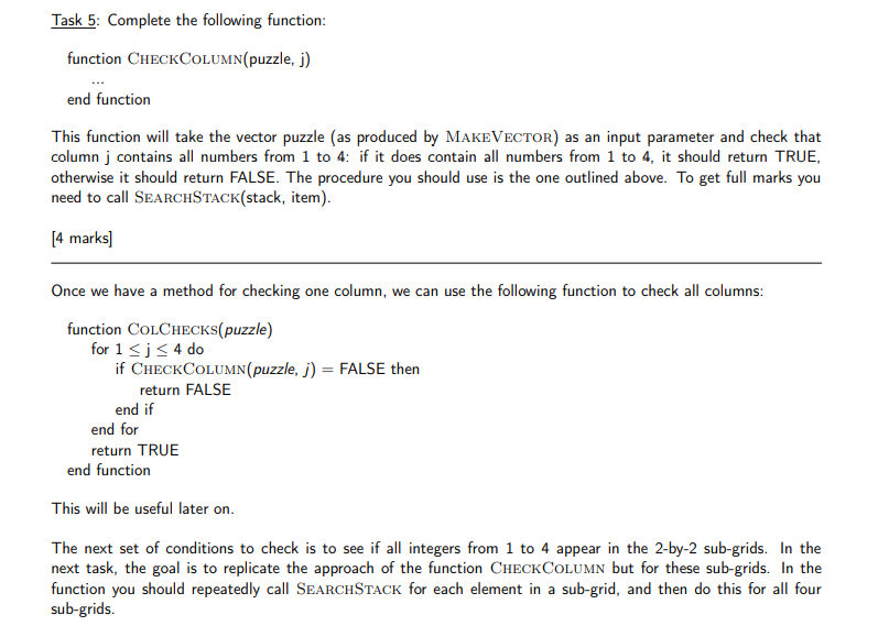 Solved Task 5: Complete the following function: function | Chegg.com