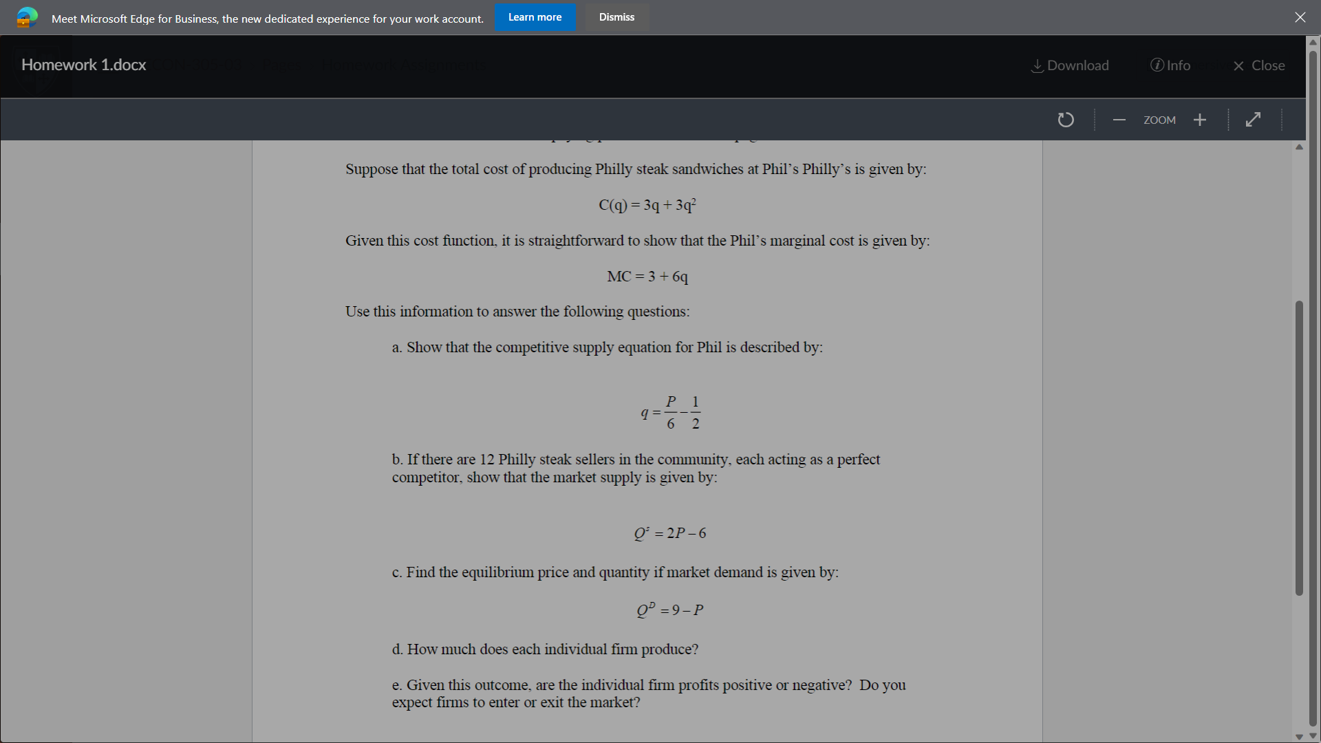 Solved Suppose that the total cost of producing Philly steak | Chegg.com