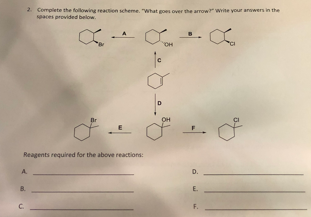 Solved 2. Complete The Following Reaction Scheme. "What Goes | Chegg.com