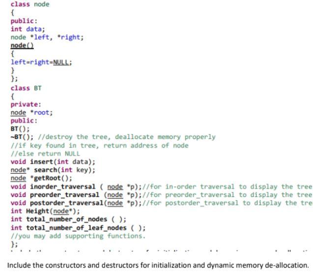 Write a C++ program that implements the basic methods | Chegg.com