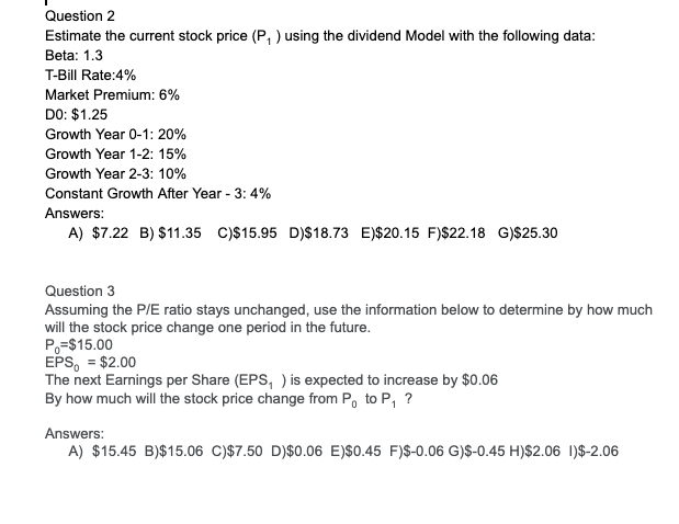 Solved Question 2 Estimate The Current Stock Price P Us Chegg Com