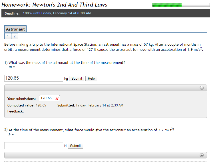 Solved Homework: Newton's 2nd And Third Laws Deadline: 100% | Chegg.com