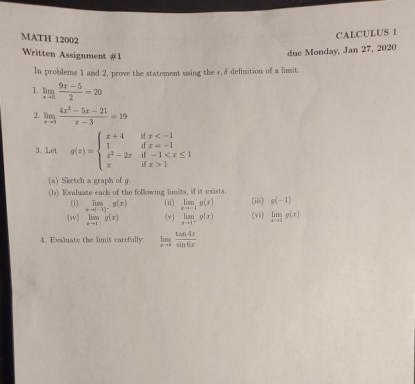 Solved Math 102 Written Assignment 1 Calculus 1 Due Mo Chegg Com