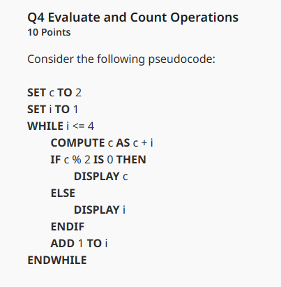Solved Q4 Evaluate and Count Operations 10 Points Consider | Chegg.com