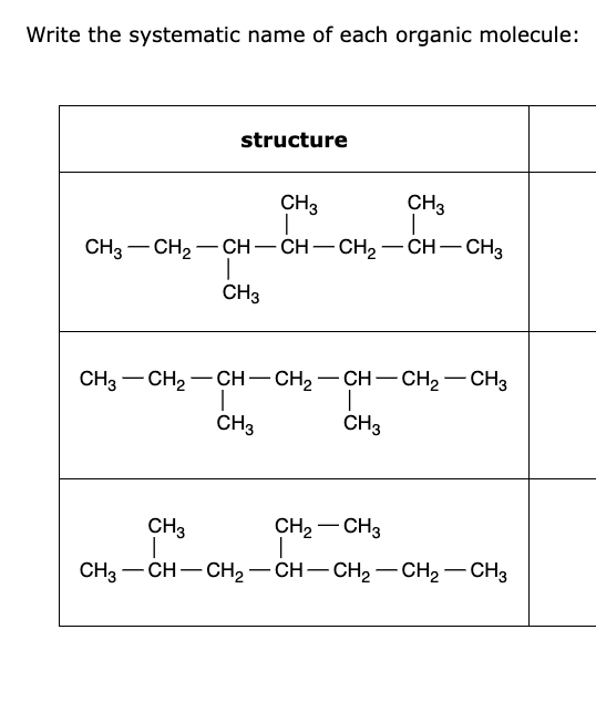 Solved WWrite the systematic name of each organic | Chegg.com