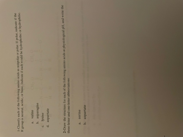 Solved 1-Classify each of the following amino acids as | Chegg.com