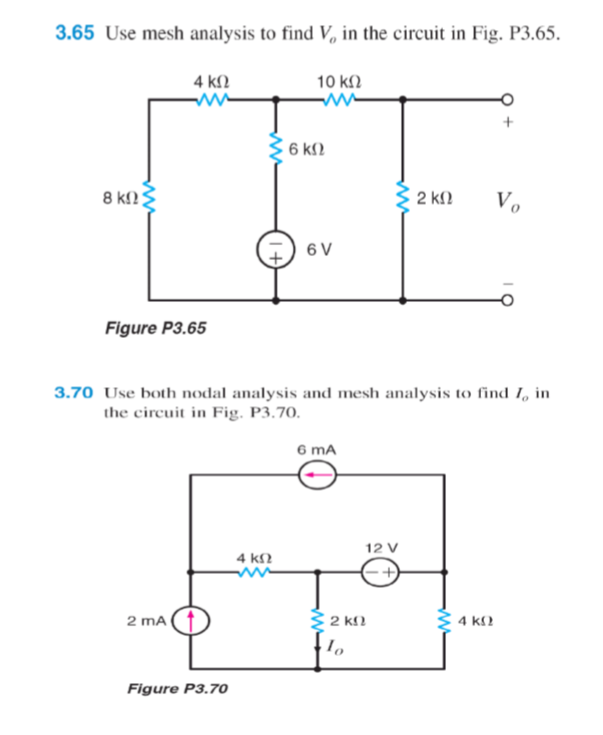 Solved 3.65 Use mesh analysis to find V, in the circuit in | Chegg.com