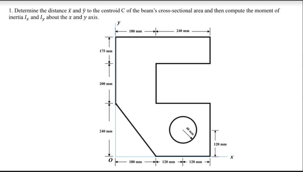 Solved 1. Determine the distance i and ý to the centroid C | Chegg.com
