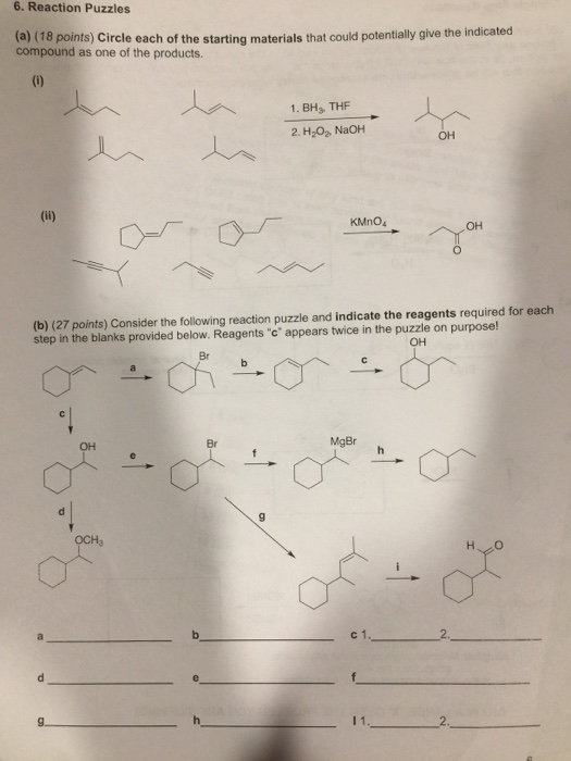 Solved 6. Reaction Puzzles (a) (78 points) Circle each of