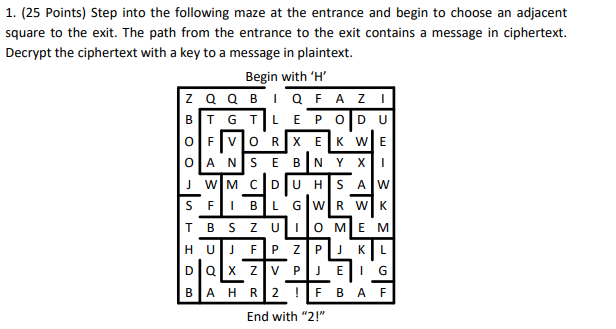 Solved 1. (25 Points) Step into the following maze at the | Chegg.com