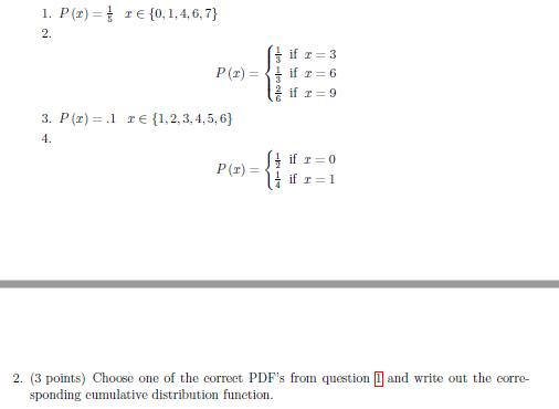 Solved 1 P T Re 0 1 4 6 7 2 If X 3 P X If R Chegg Com