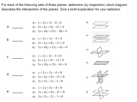 Solved For each of the following sets of three planes, | Chegg.com