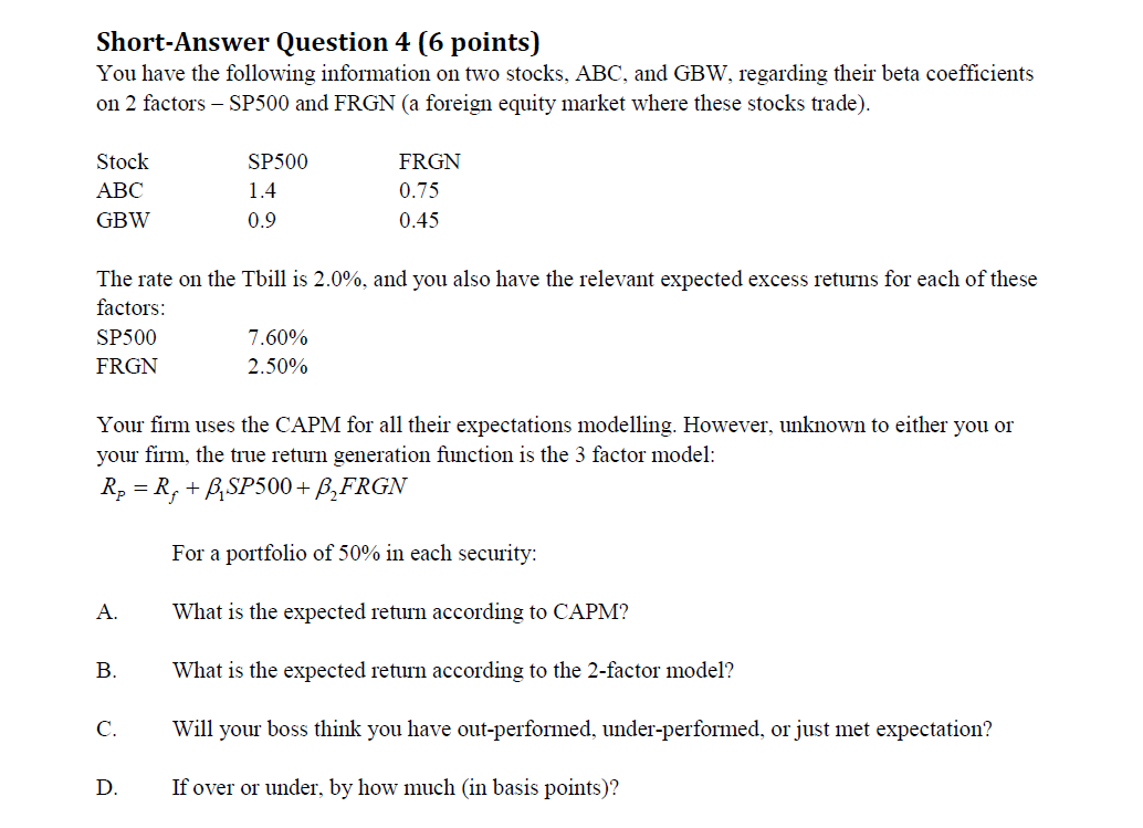 Solved Short-Answer Question 4 (6 points) You have the | Chegg.com