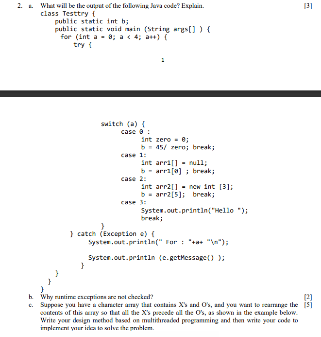 Solved switch (a) \{ case 0 : int zero =0; b=45/ zero; | Chegg.com