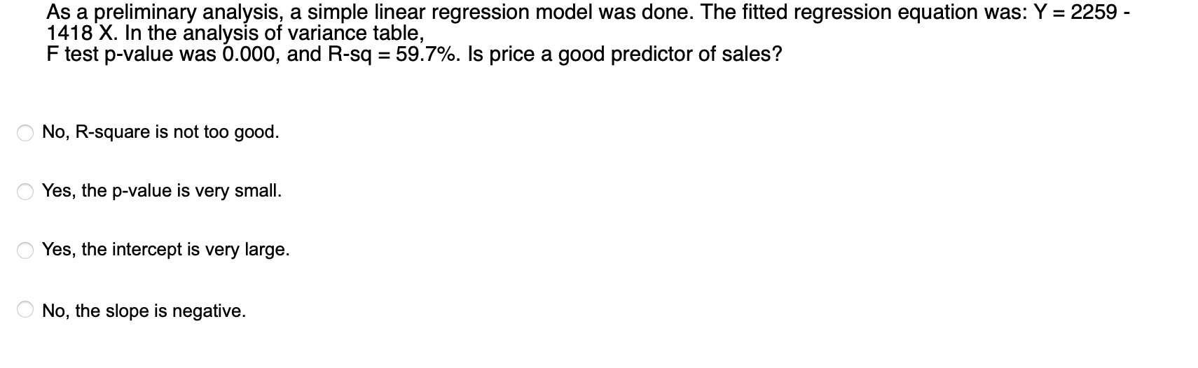 Solved As a preliminary analysis, a simple linear regression