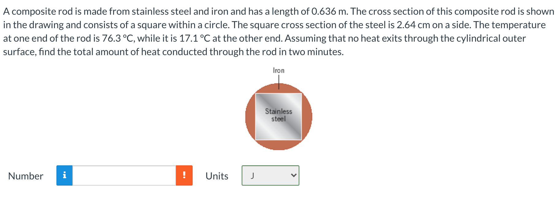 Solved A composite rod is made from stainless steel and iron