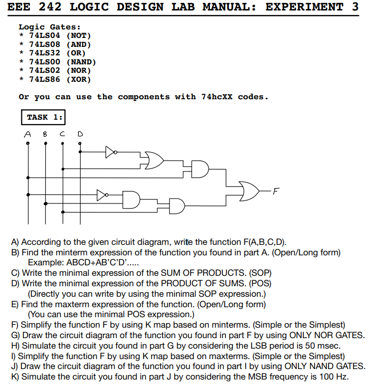 Solved EEE 242 LOGIC DESIGN LAB MANUAL: EXPERIMENT 3 Logic | Chegg.com