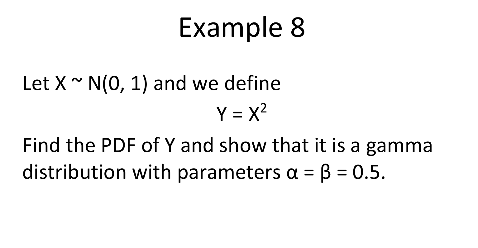 Solved Example 8 Let X N(0, 1) and we define Y=X² Find the