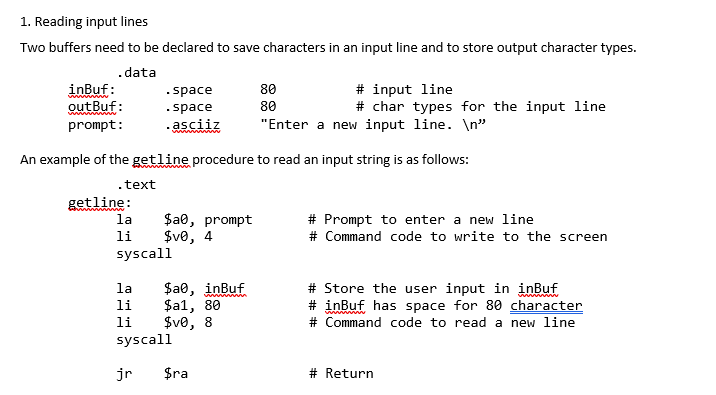 Solved 1. Reading input lines Two buffers need to be | Chegg.com
