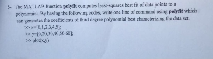 Solved 5- The MATLAB function polyfit computes least-squares | Chegg.com