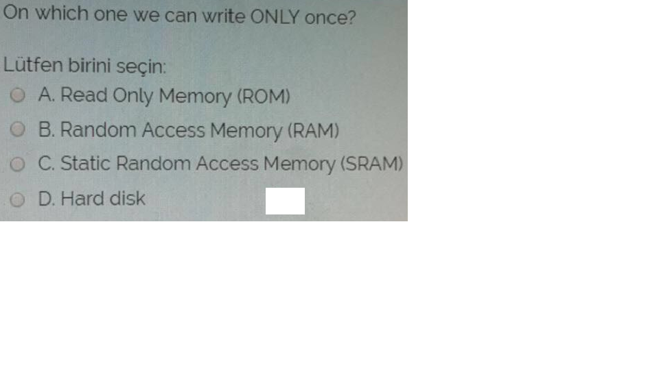 Solved On which one we can write ONLY once? Lütfen birini | Chegg.com