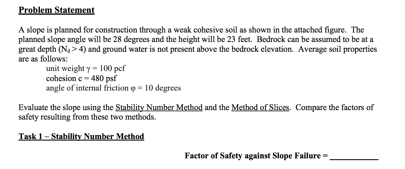 Solved Problem Statement A slope is planned for construction | Chegg.com