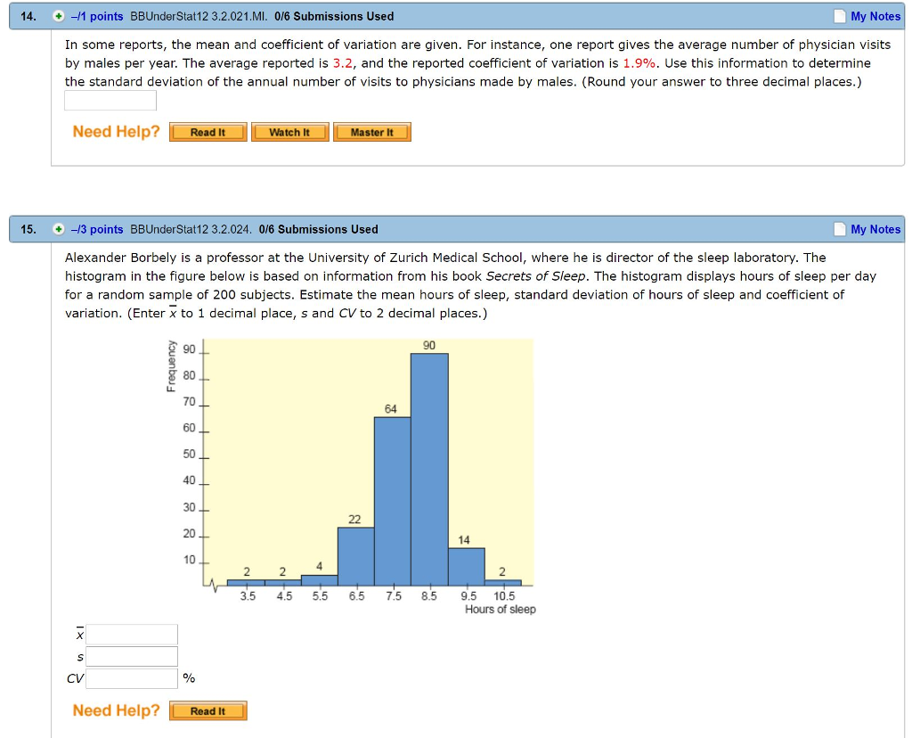 Solved 14. -/1 points BBUnderStat12 3.2.021.MI. 0/6 | Chegg.com