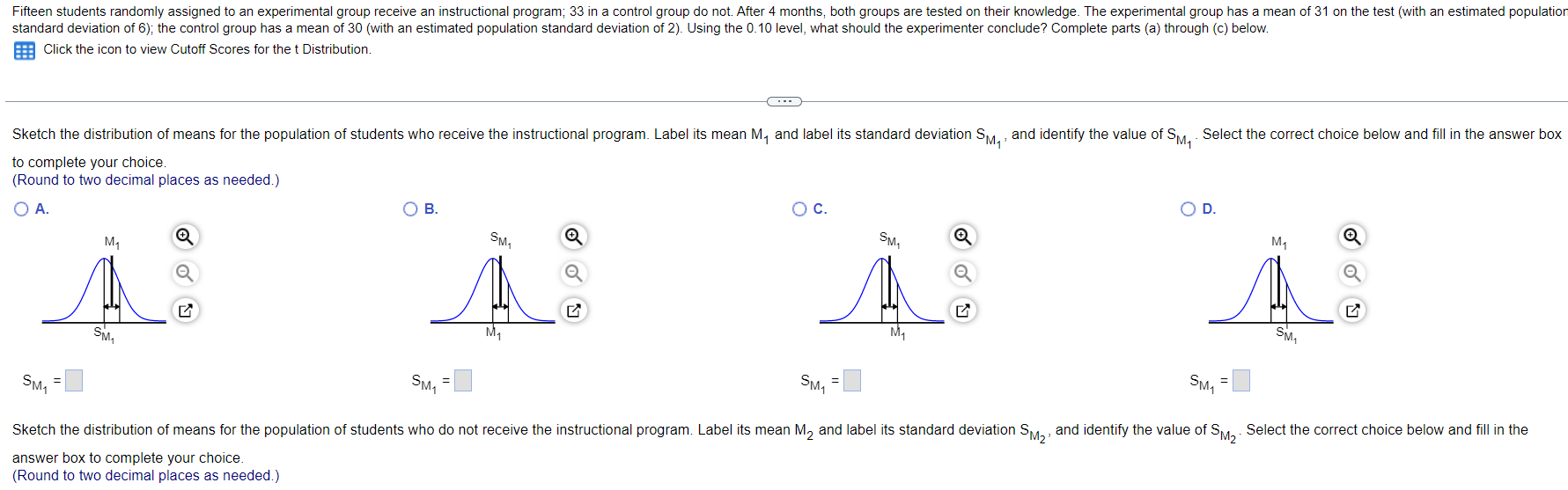 Click the icon to view Cutoff Scores for the t | Chegg.com