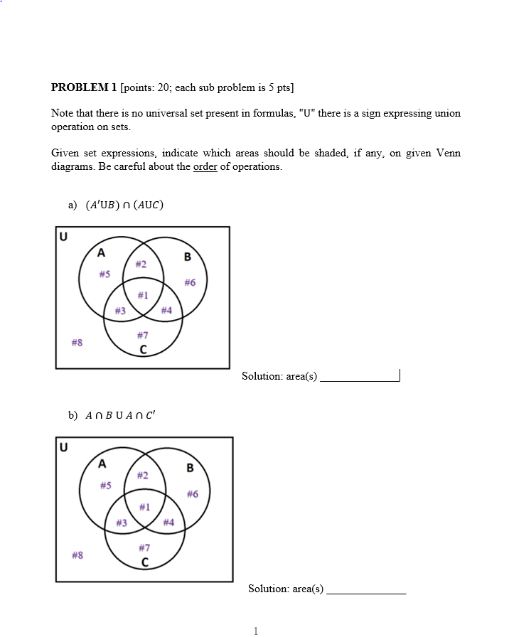 Solved Problem 1 [points: 20; Each Sub Problem Is 5 Pts] 