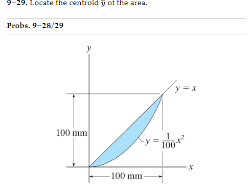 9-29. Locate the centroid \( y \) of the area.