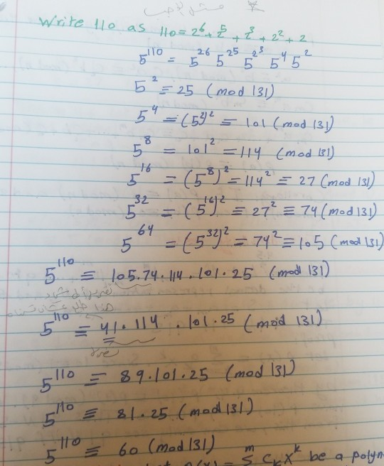 Ex Use The Binamy Exponentia In Algorithm To Find 51 Chegg Com