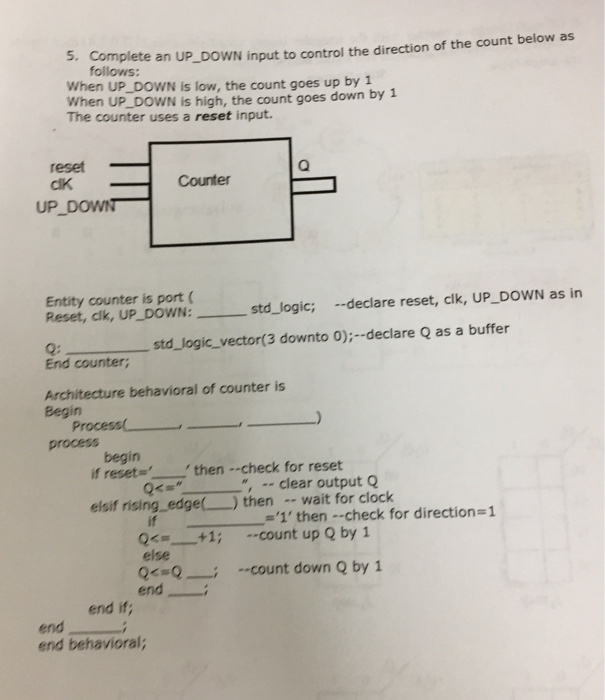 Solved Complete an UP_DOWN input to control the direction of | Chegg.com
