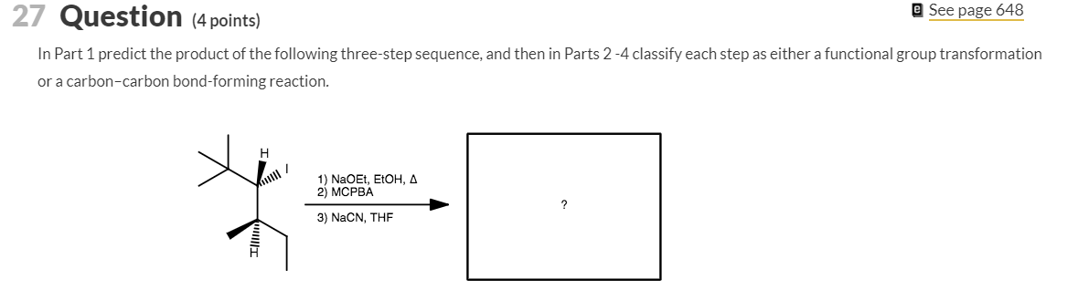 Solved 27 Question (4 points) e See page 648 In Part 1 | Chegg.com