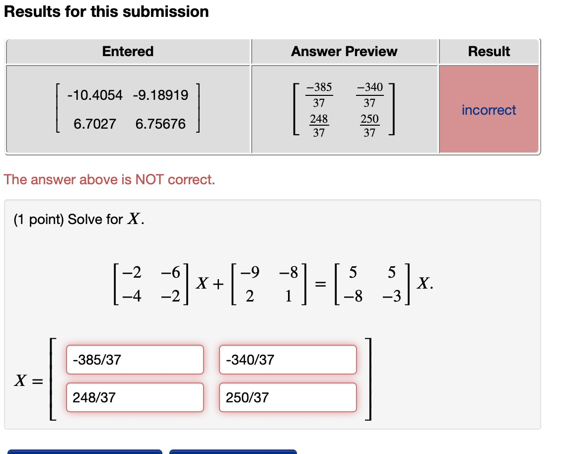 Solved Results for this submission Entered Answer Preview | Chegg.com