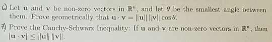 Solved Q Let u and v be non-zero vectors in R", and let θ be | Chegg.com