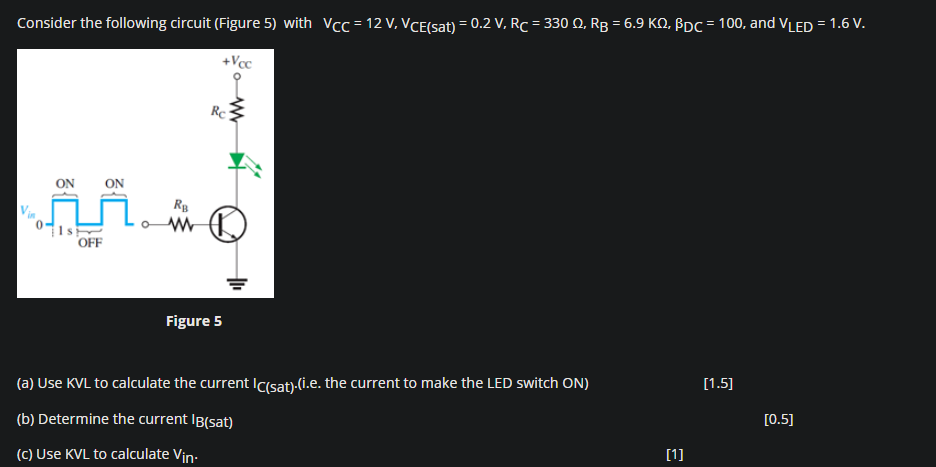Solved Consider the following circuit (Figure 5) with Vcc = | Chegg.com