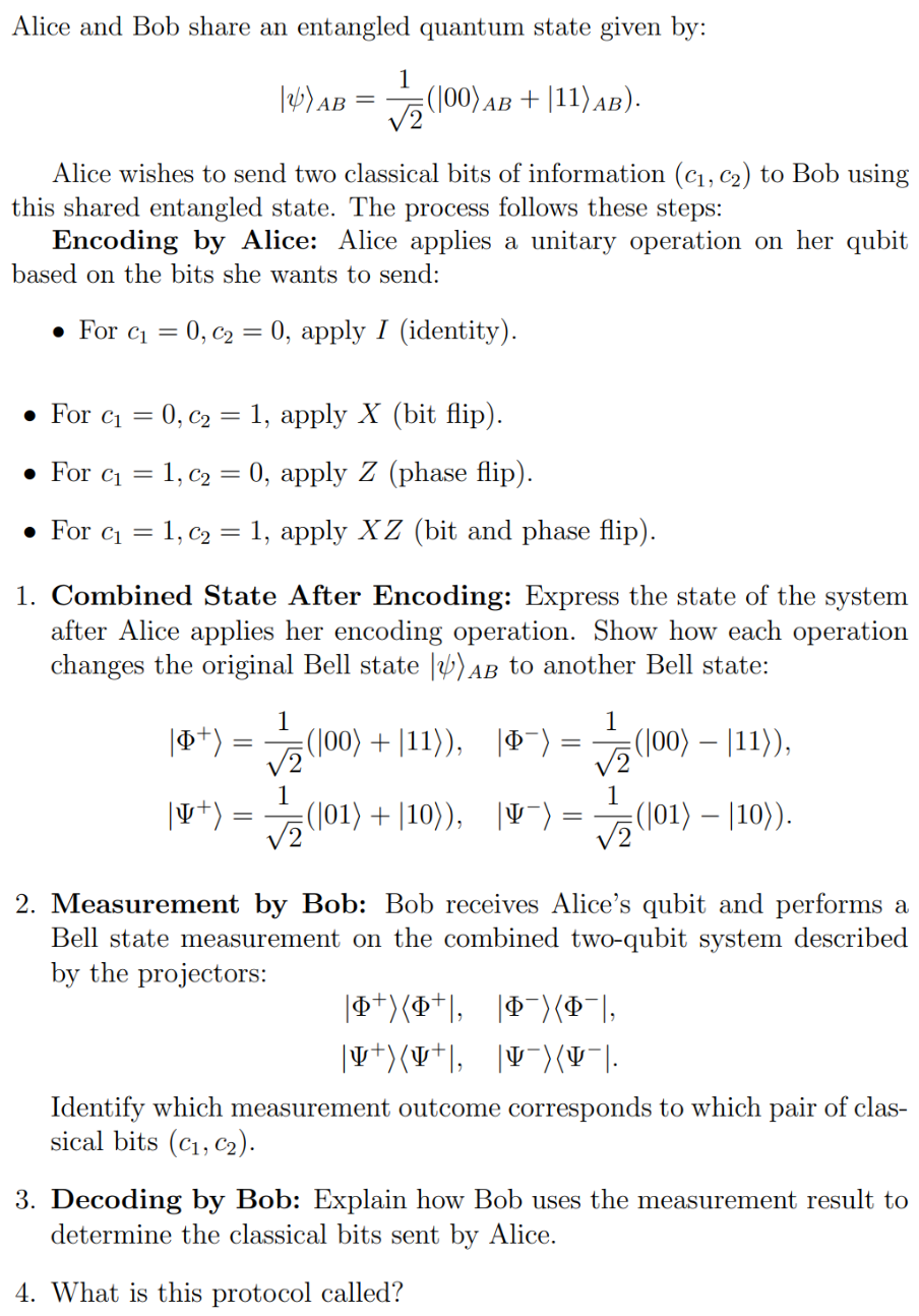 Solved Alice and Bob share an ﻿entangled quantum state given | Chegg.com