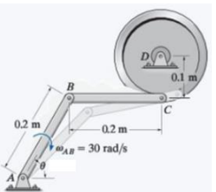 Solved In the mechanism under study, the bar AB rotates | Chegg.com