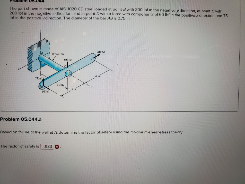 Solved Problem 05.044 The Part Shown Is Made Of AISI 1020 CD | Chegg.com